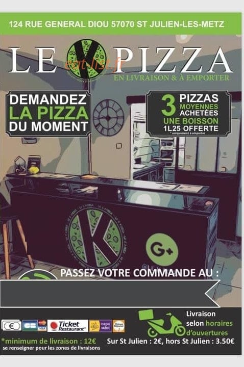 Le K pizza — carte page 1
