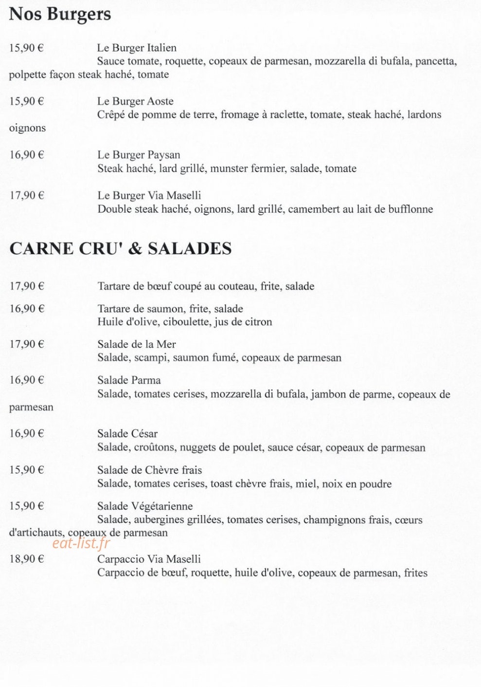 Restaurant Via Maselli — carte page 3