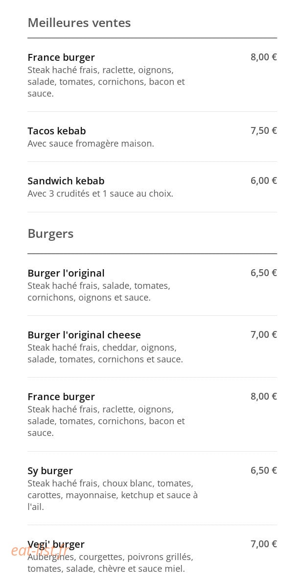 Resto med — carte page 1