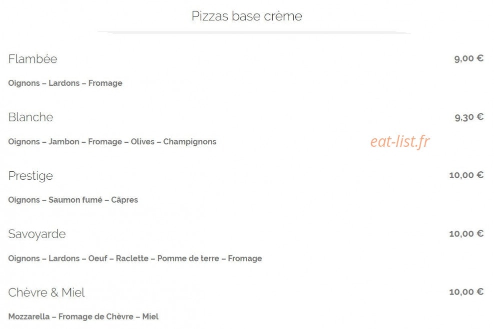Acro Pizza — carte page 4