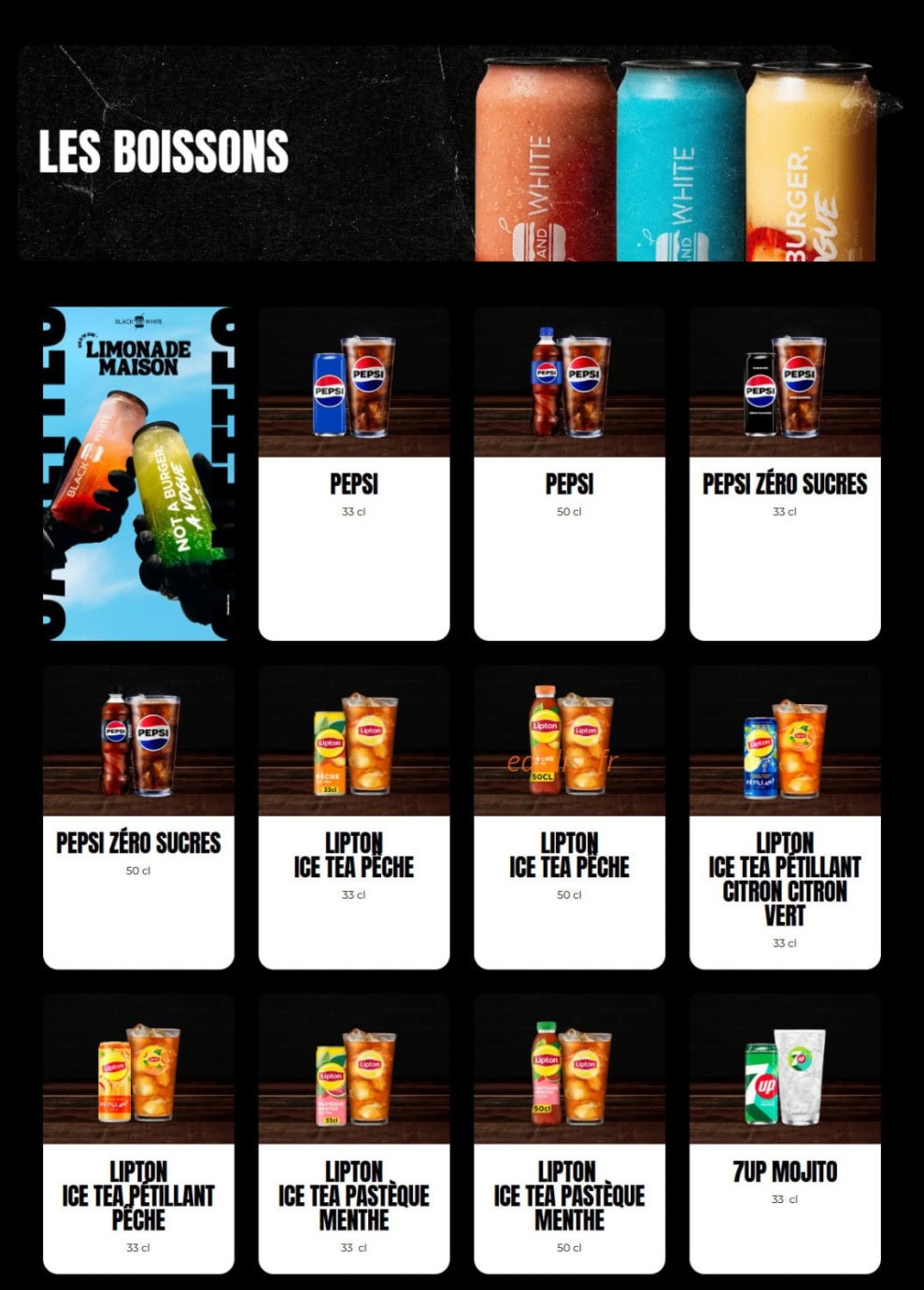 Black & White Burger — carte page 4