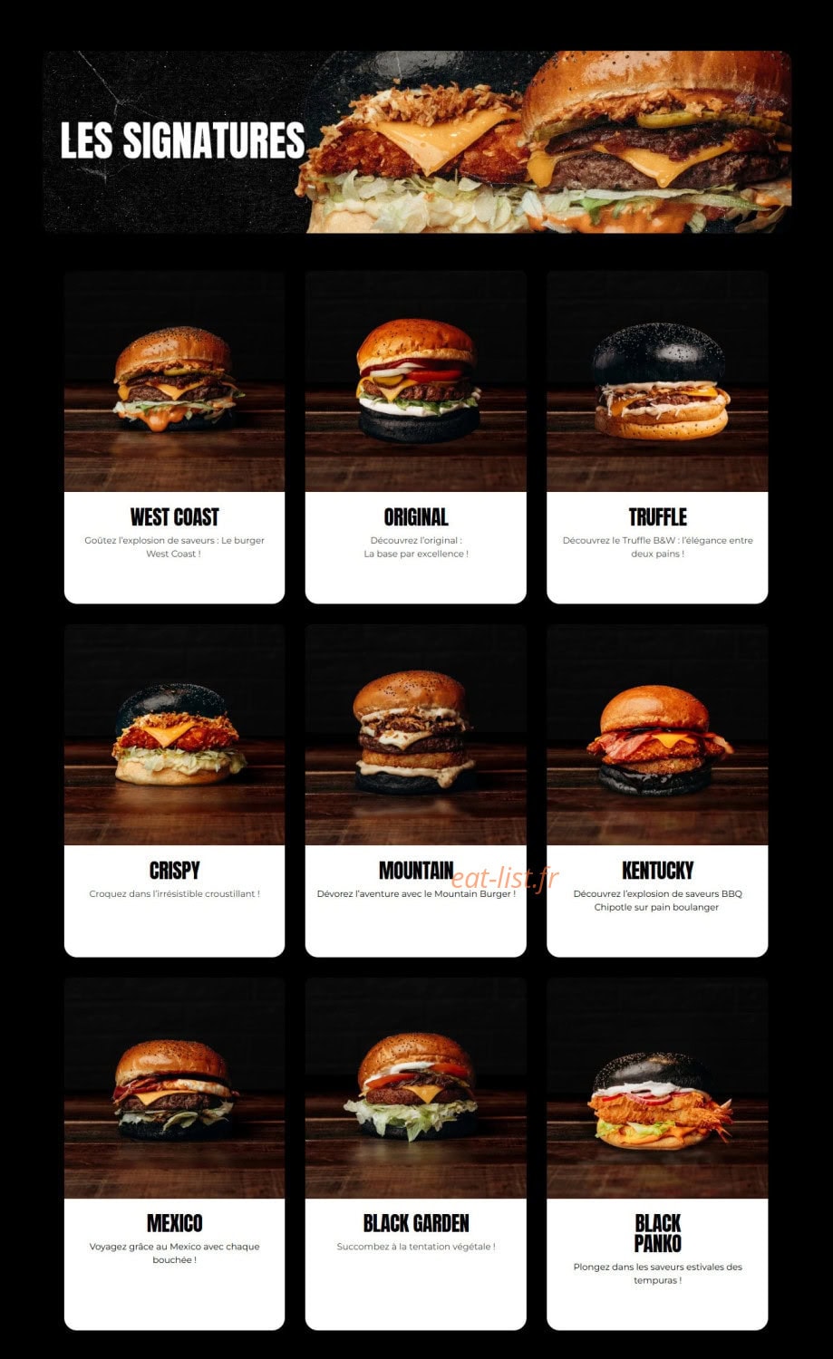 Black & White Burger — carte page 1