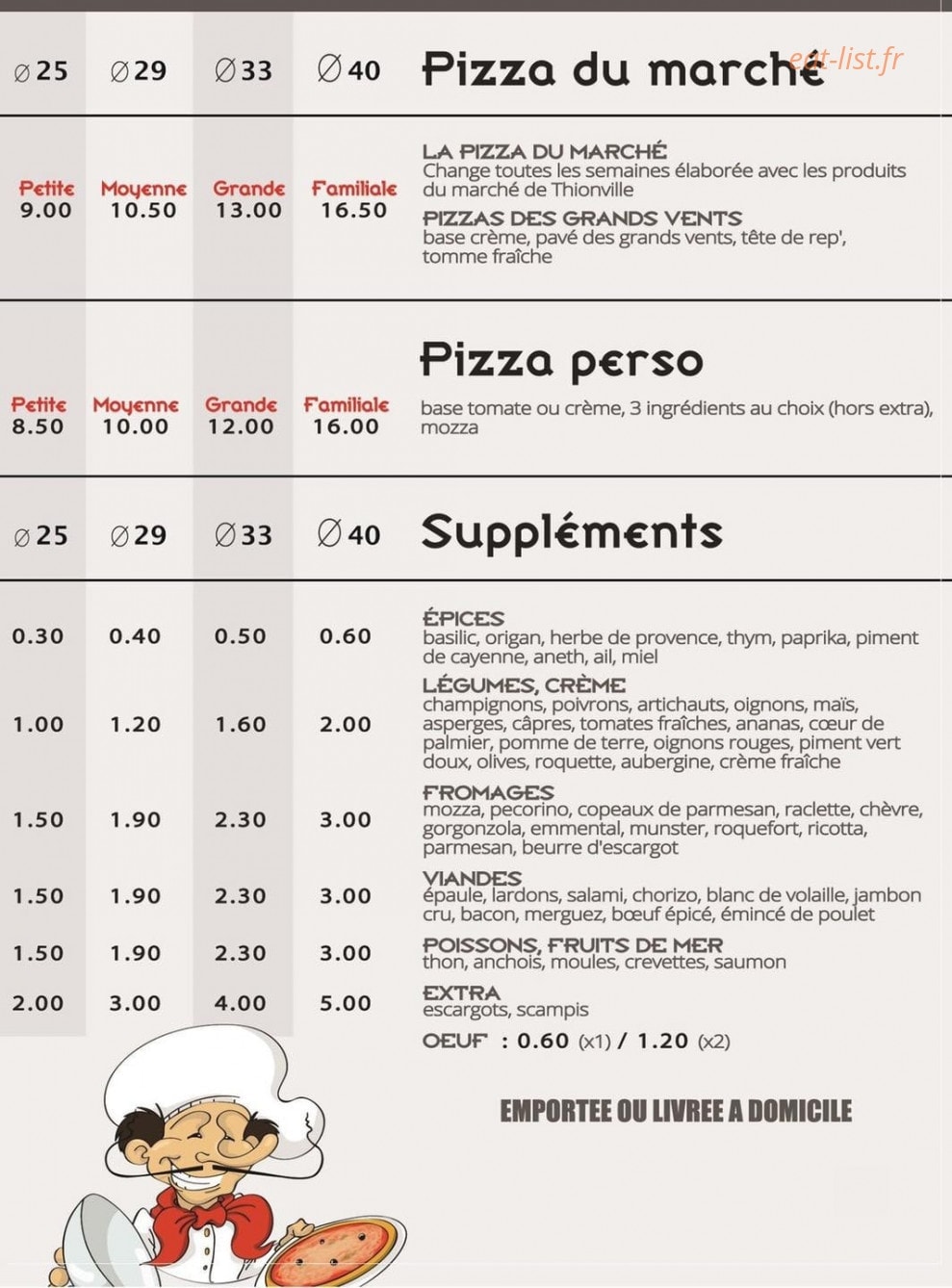 Chez Aldo Pizza — carte page 3