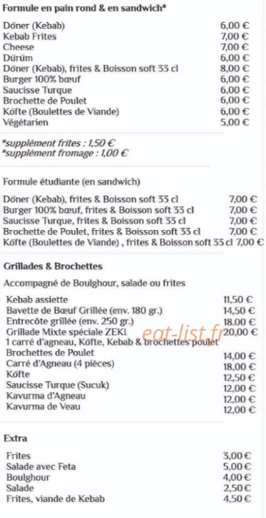 Chez zeki — carte page 1