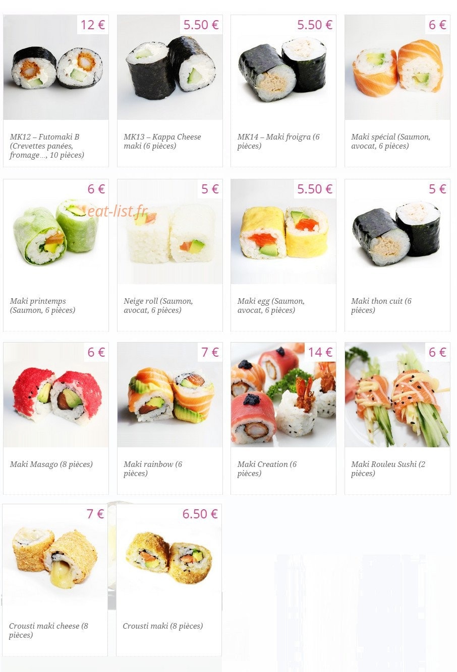 Kyou Sushi — carte page 3