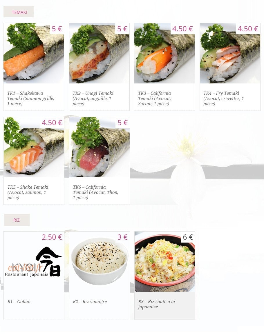Kyou Sushi — carte page 8