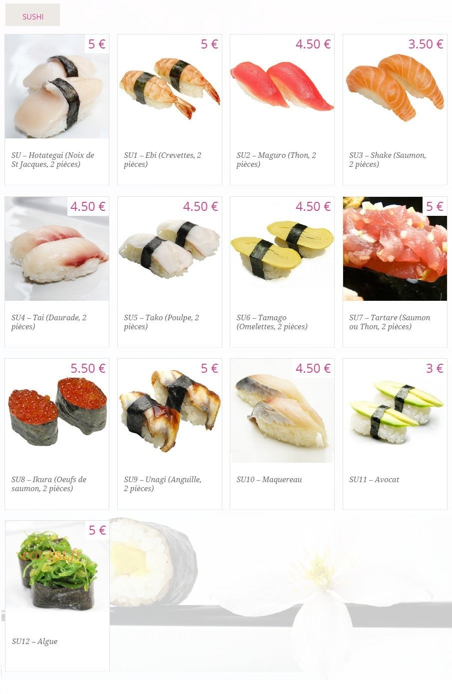 Kyou Sushi — carte page 5
