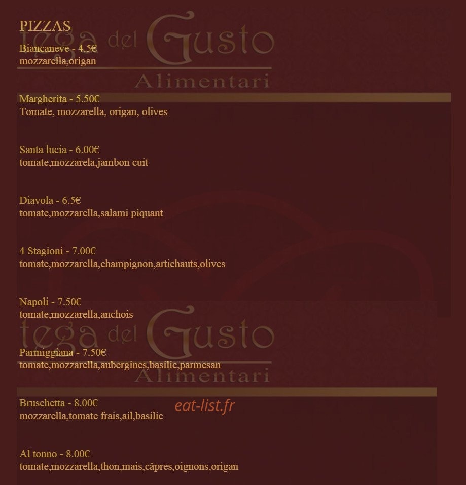 La Bottega Del Gusto — carte page 1