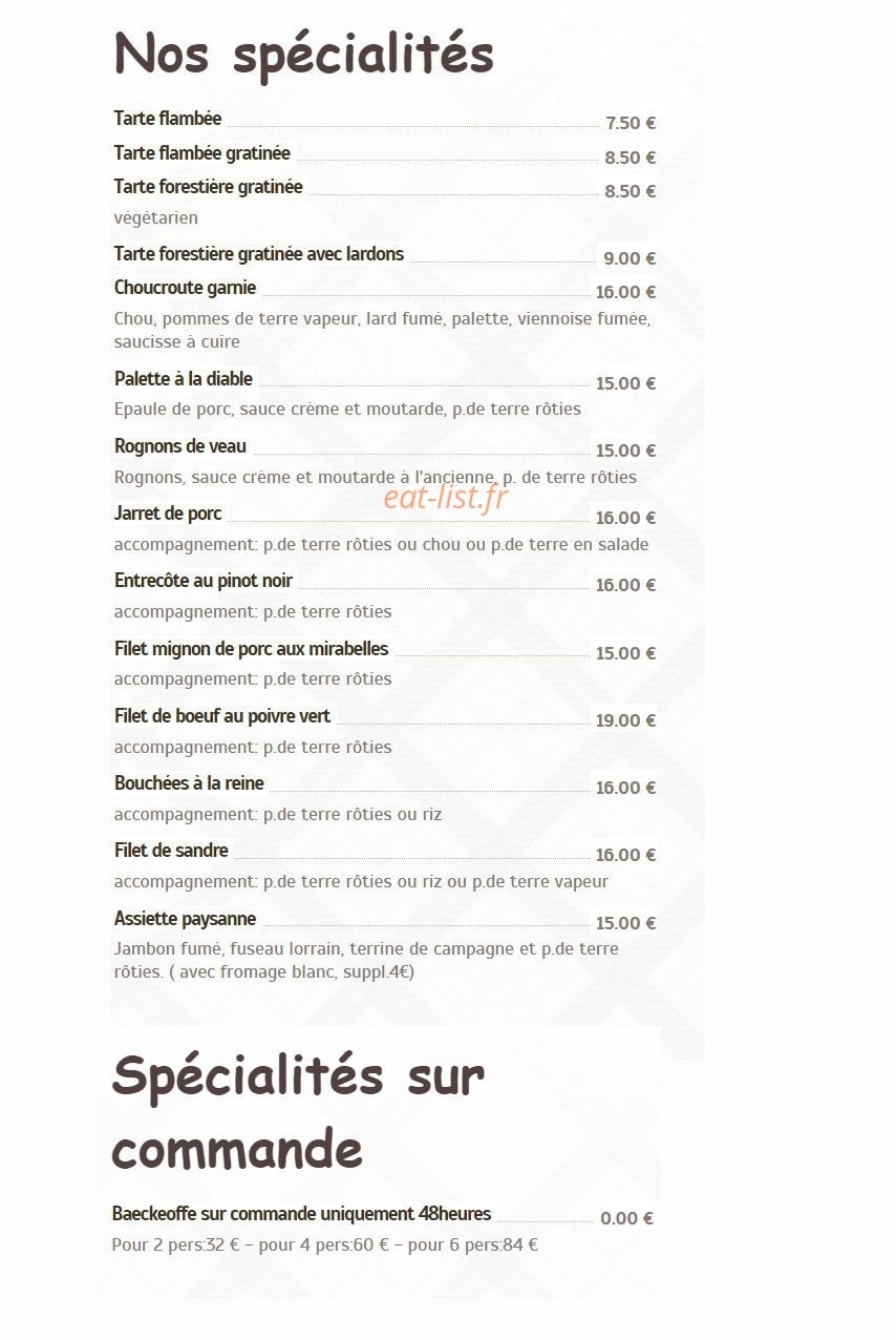 La Flambée Alsacienne — carte page 2