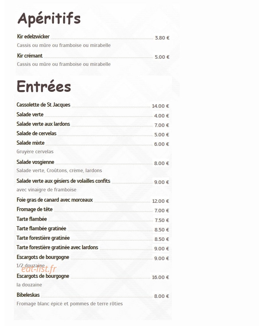 La Flambée Alsacienne — carte page 1