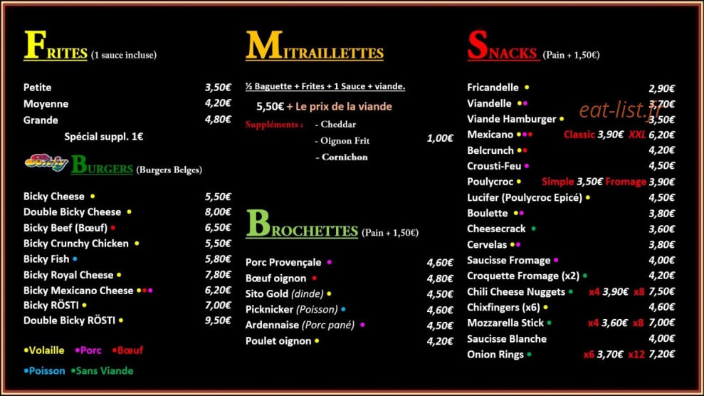 La Frite'Rit Belge — carte page 1
