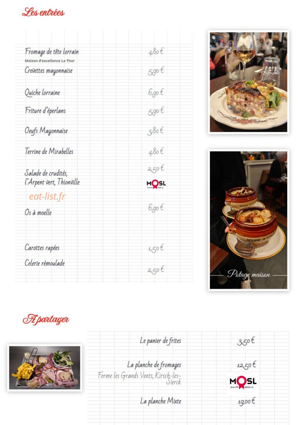 Le Petit Bouillon — carte page 1