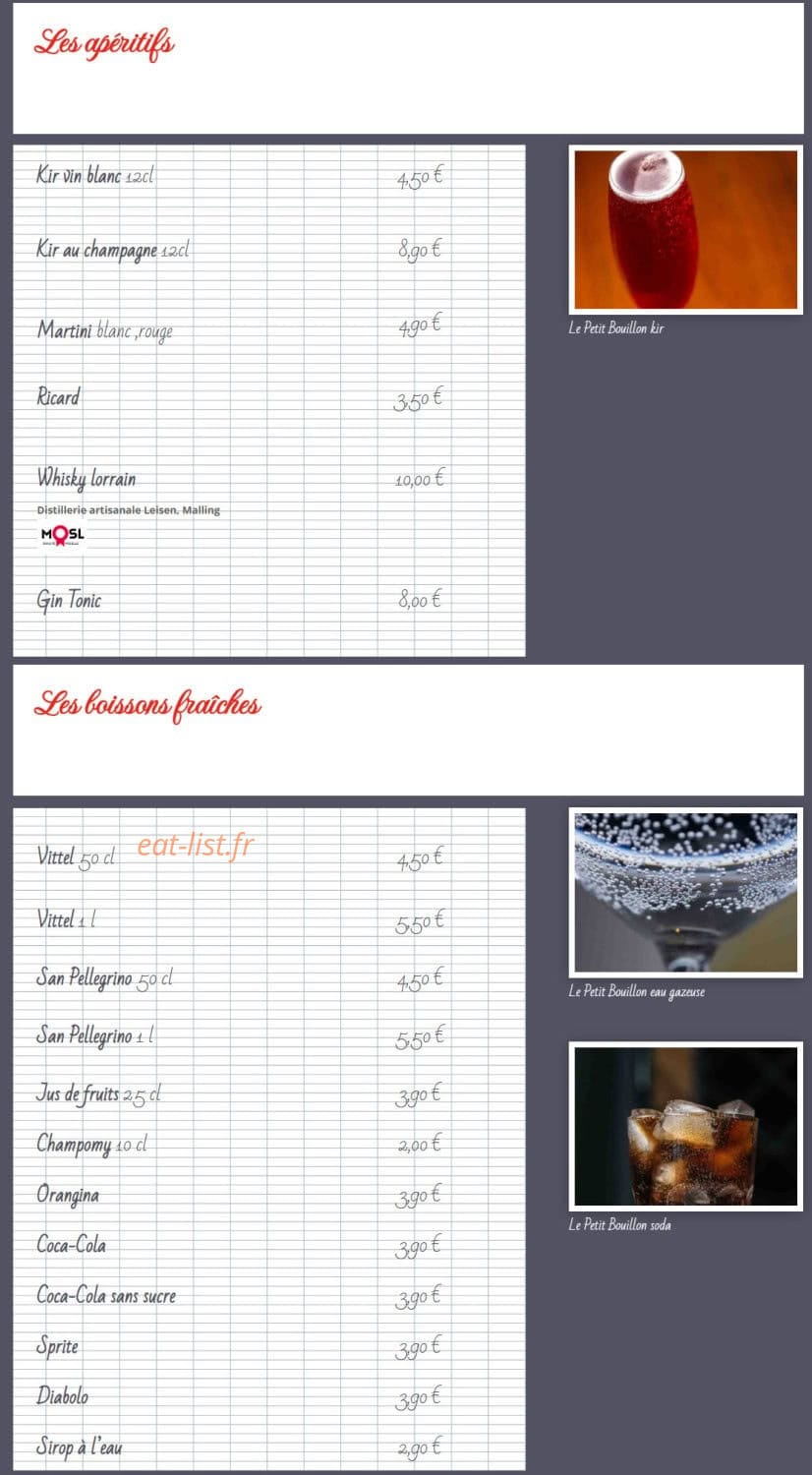 Le Petit Bouillon — carte page 7