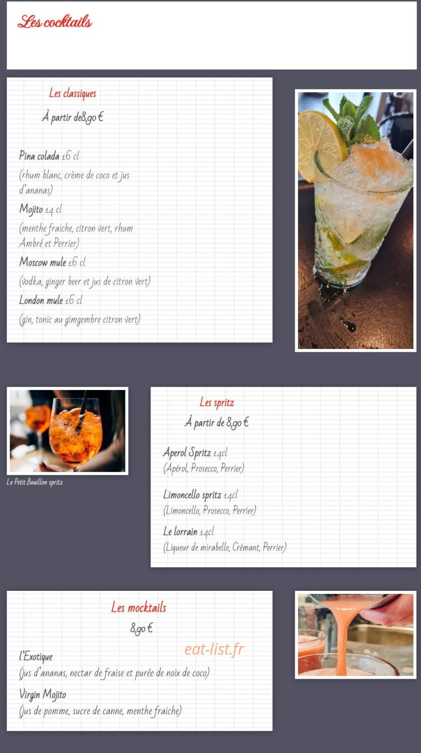 Le Petit Bouillon — carte page 6