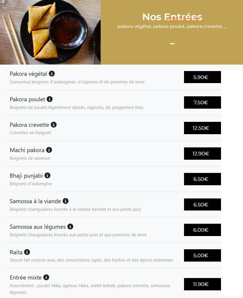 Le Shalimar — carte page 1