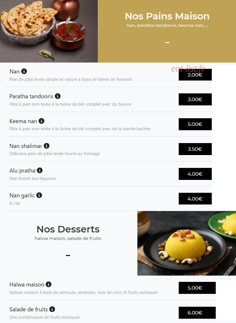 Le Shalimar — carte page 8