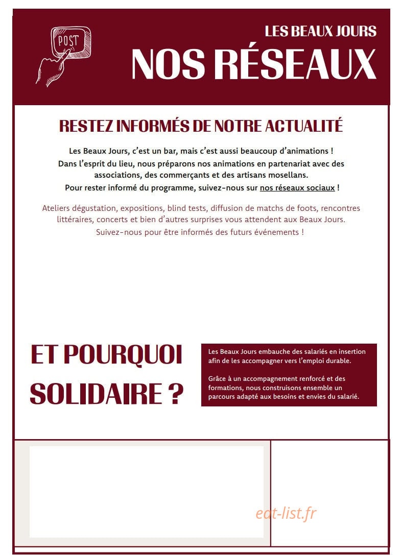 Les Beaux Jours — carte page 8