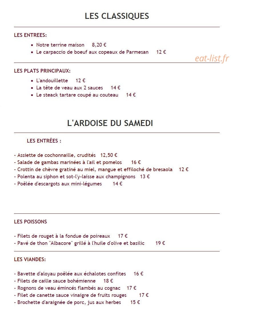 Les Sommeliers — carte page 1