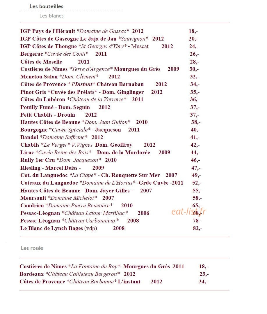 Les Sommeliers — carte page 4