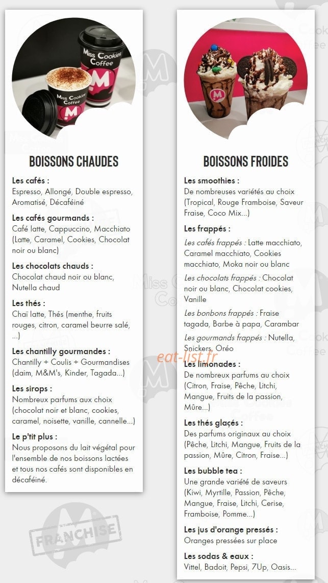 Miss Cookies Coffee — carte page 4
