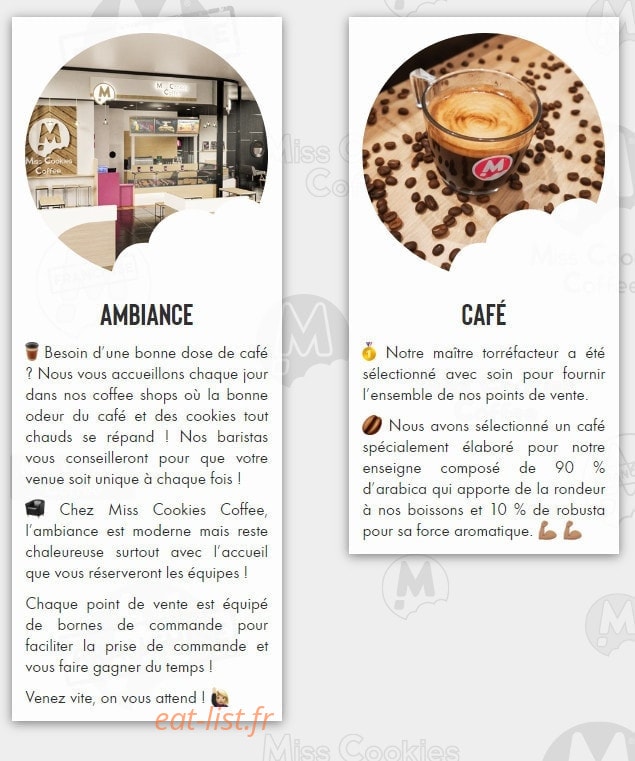 Miss Cookies Coffee — carte page 1