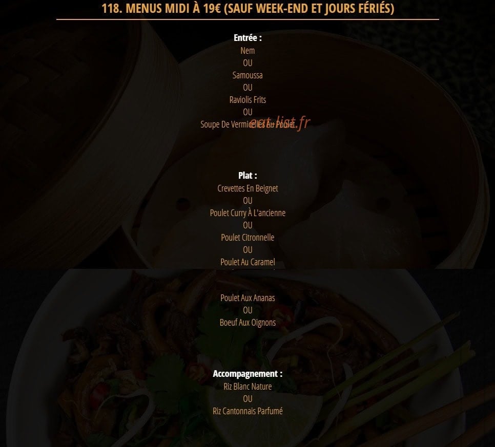 Carte et menu de Nguyen's-Gagna à Thionville — Les menu midi a 19€
