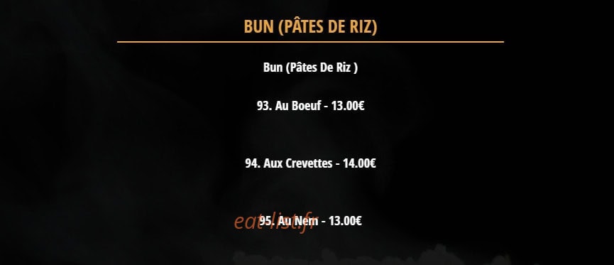 Carte et menu de Nguyen's-Gagna à Thionville — Les bun