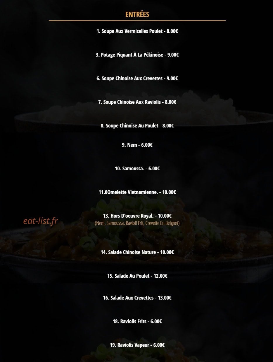 Carte et menu de Nguyen's-Gagna à Thionville — Les entrées