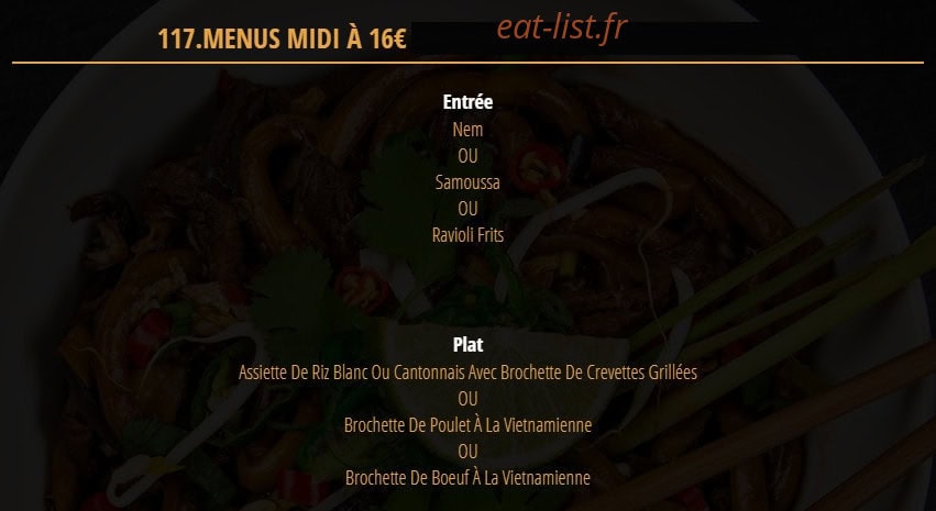 Carte et menu de Nguyen's-Gagna à Thionville — Les menus midi a 16€