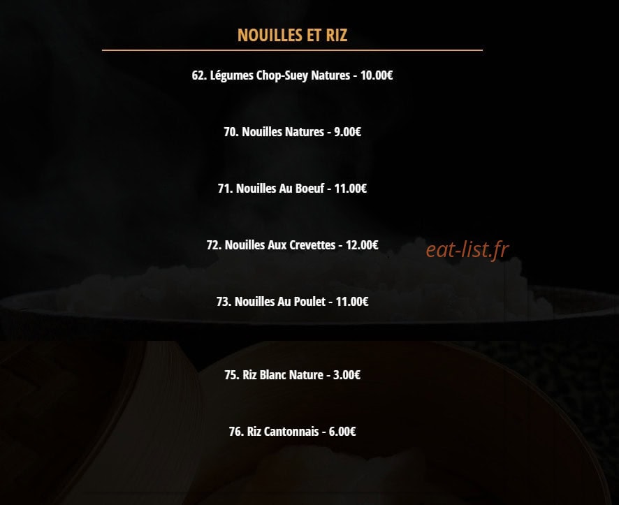 Carte et menu de Nguyen's-Gagna à Thionville — Les nouilles et riz