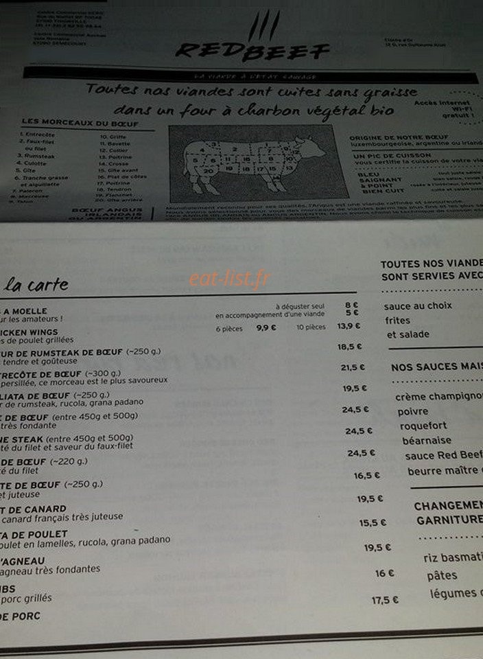 Red Beef — carte page 1