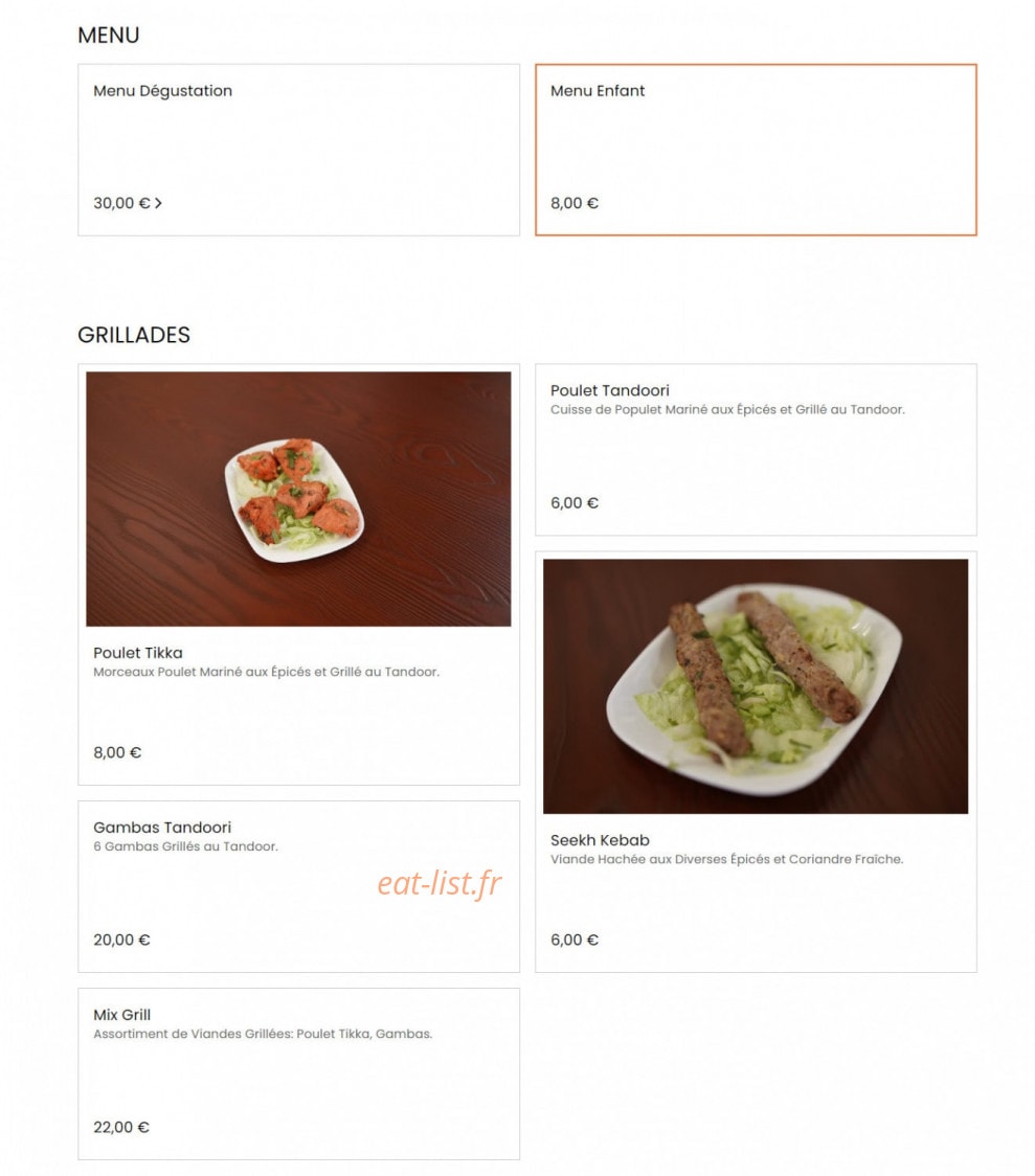 Restaurant Punjab — carte page 1