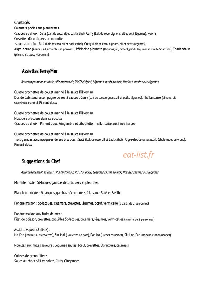 Restaurant Saïgon — carte page 3