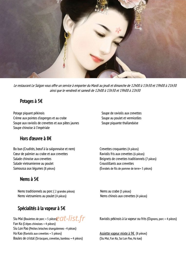 Restaurant Saïgon — carte page 5