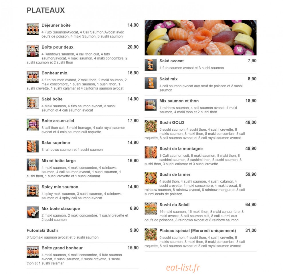 Sushi Gold — carte page 2