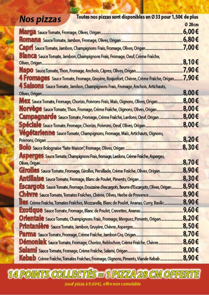 Pizza Vitt — carte page 2