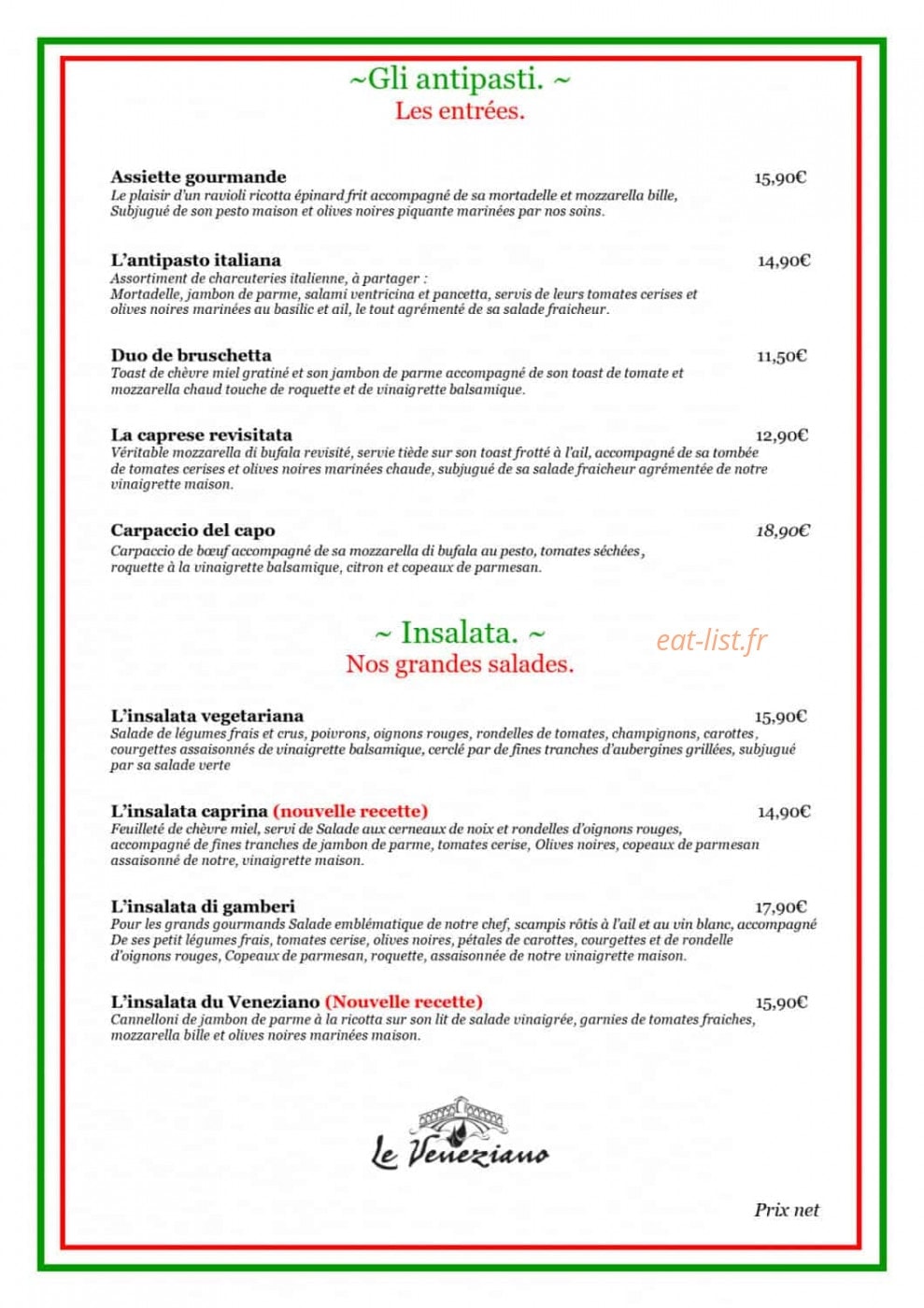 Le Veneziano — carte page 1