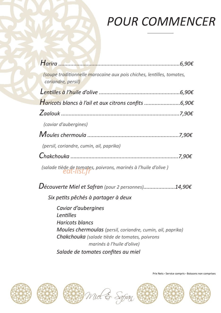 Miel Safran — carte page 7