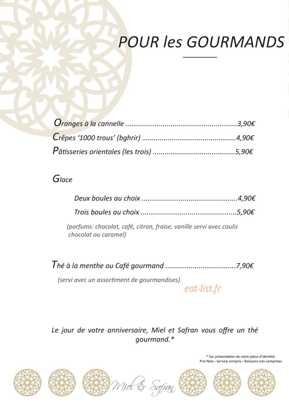 Miel Safran — carte page 8