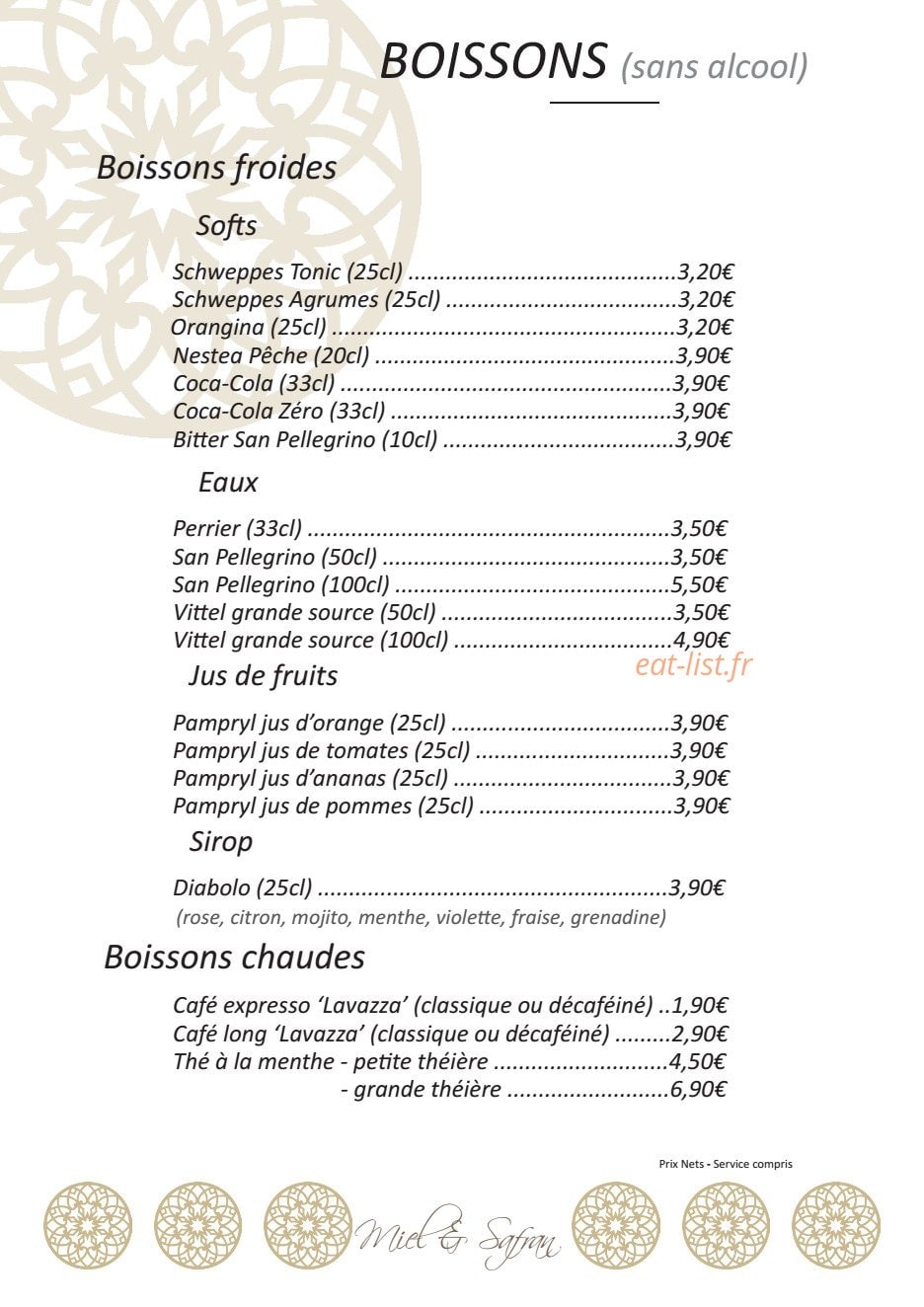 Miel Safran — carte page 10