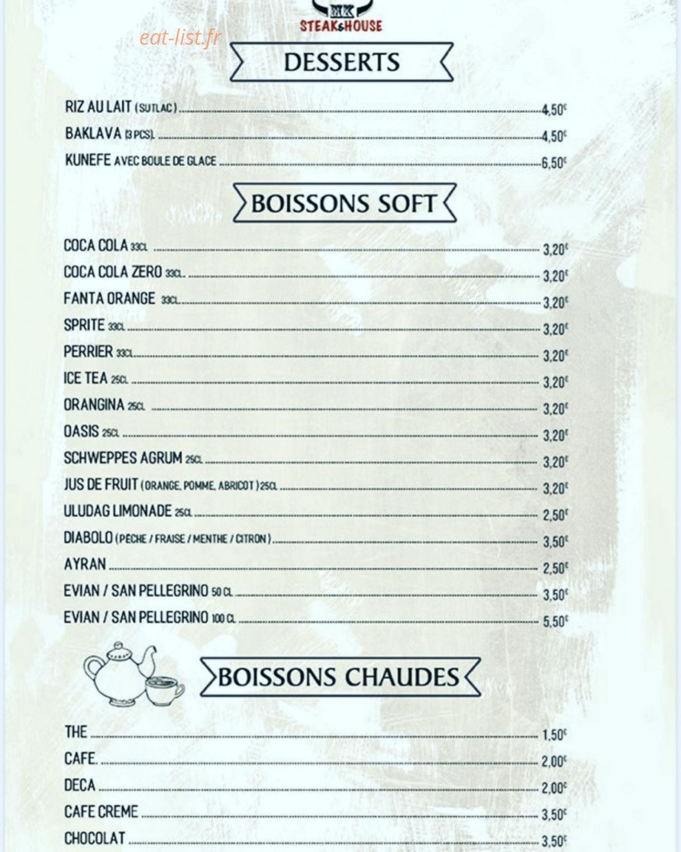 MK steakhouse — carte page 4