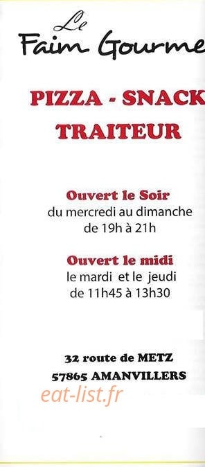 Le Faim Gourmet — carte page 1