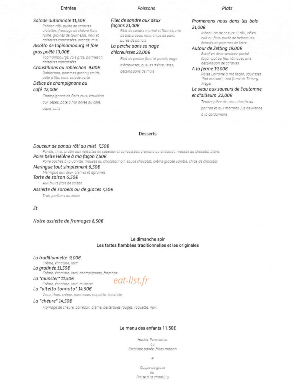 Le Chalet — carte page 1