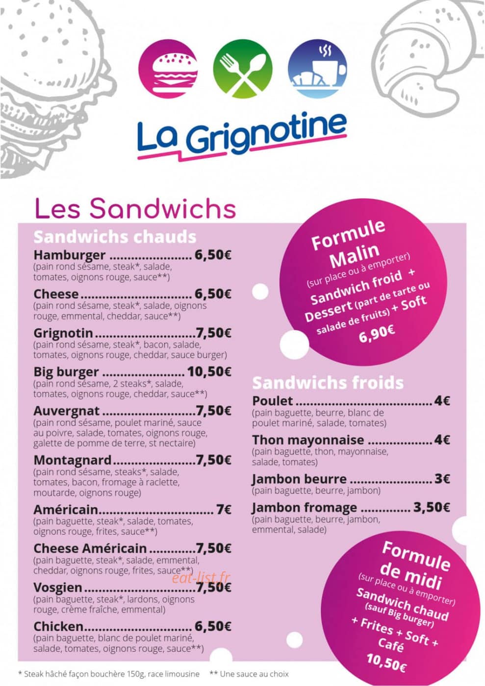 La Grignotine — carte page 1