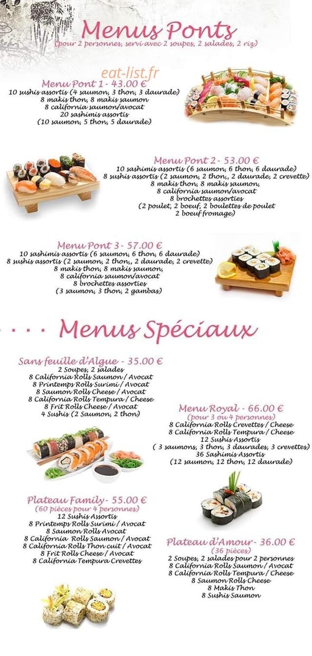 Carte et menu de France d'Asie à Sainte Marie Aux Chenes — Les menus