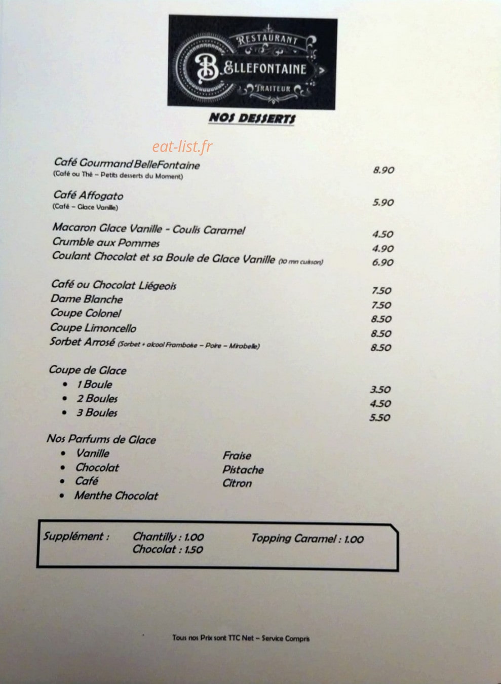 Bistrot BelleFontaine — carte page 6