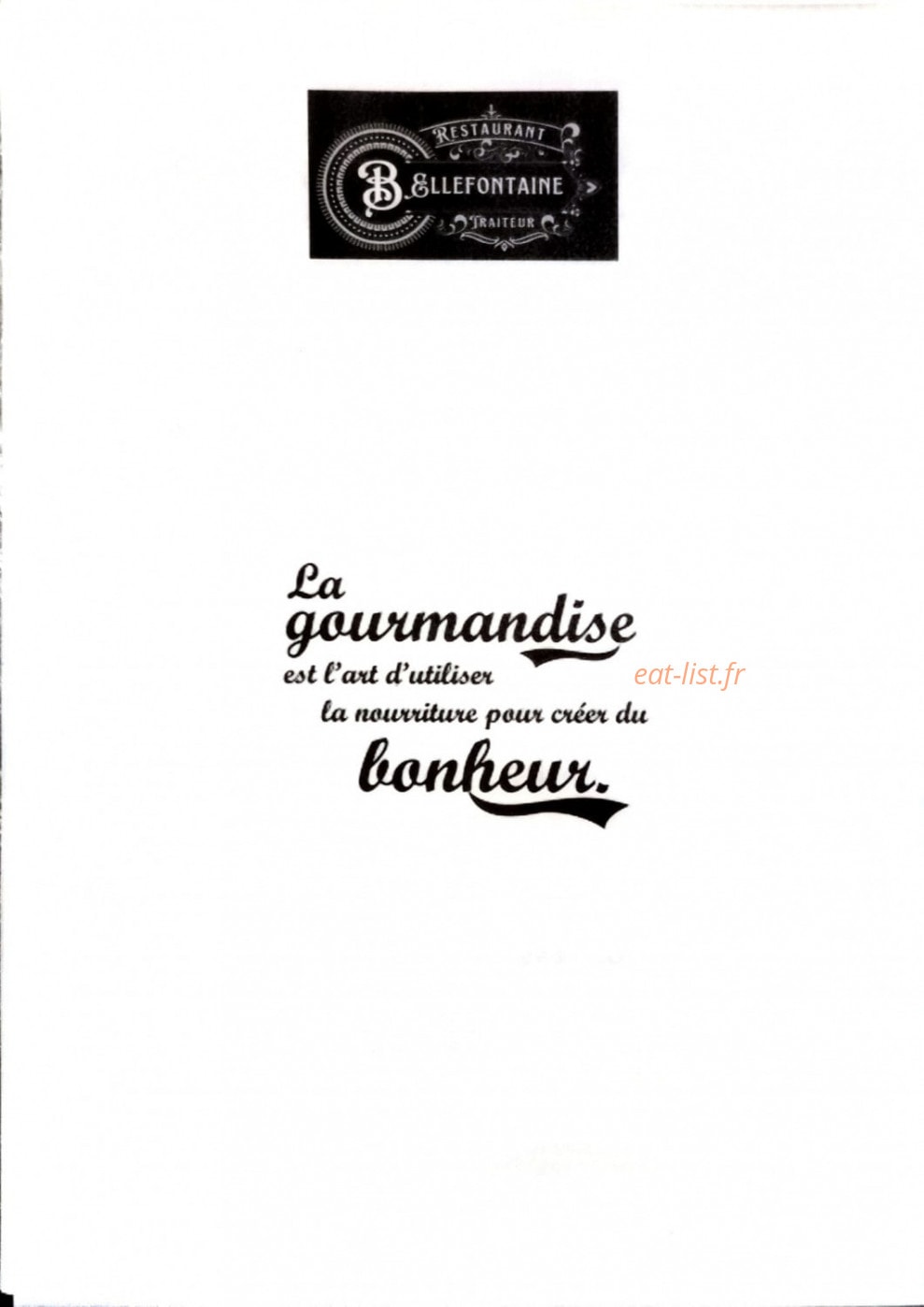 Bistrot BelleFontaine — carte page 1