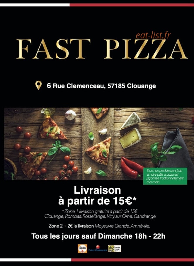 Fast Pizza — carte page 1