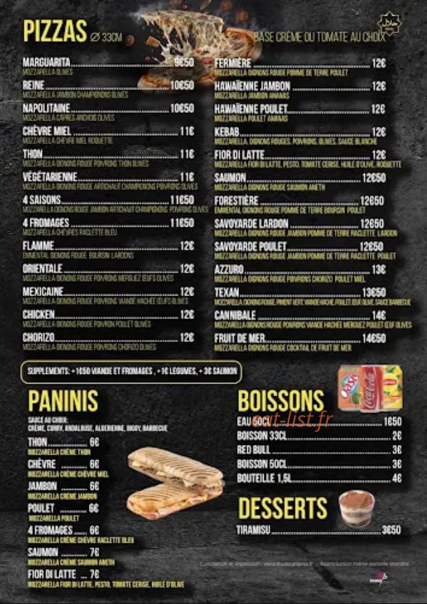Carte et menu de Jet Food à Clouange — Pizzas