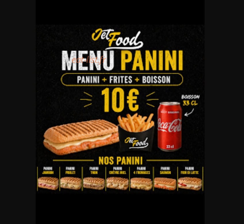 Carte et menu de Jet Food à Clouange — Menu paninis